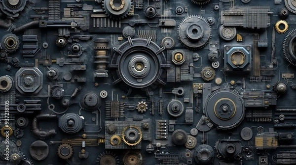 Obraz The background image of metal and machine parts gives off a sense of strength and durability.