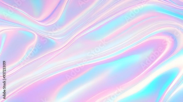 Fototapeta Holographic background seamless trendy iridescent light foil texture. Soft holographic pastel unicorn marble background pattern. Modern pearlescent blurry abstract swirl illustration.	
