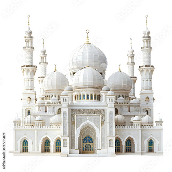 Obraz Mosque with Islamic architecture on transparent background