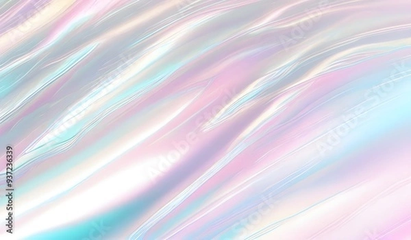 Fototapeta Holographic background seamless trendy iridescent light foil texture. Soft holographic pastel unicorn marble background pattern. Modern pearlescent blurry abstract swirl illustration.	

