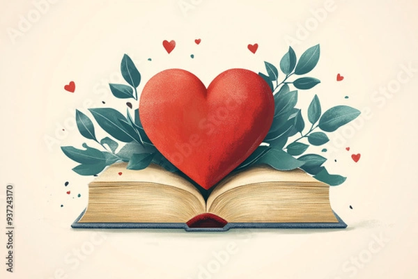 Fototapeta AI generative book in flat style.