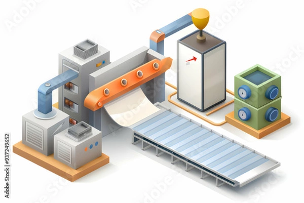 Fototapeta Photo Realistic as Safety protocol document and production line concept as A safety protocol document paired with a production line symbolizing the implementation of safety procedures in manufacturing