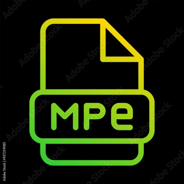 Fototapeta Mpe file type icon. with an outline gradient design. Can be used for multimedia files. vector illustration.