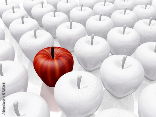 Obraz One Red Apple Amidst White Ceramic Apples