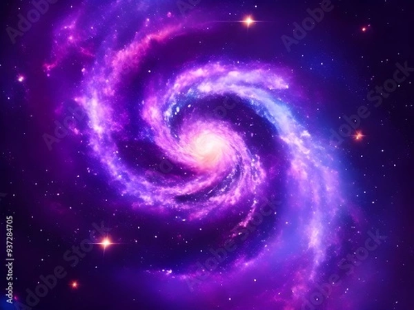 Fototapeta Galactic Spiral: Purple Vortex in the Cosmic Abyss Wallpaper background