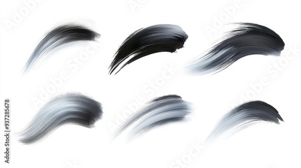 Fototapeta A series of black and white brush strokes, creating a sense of movement
