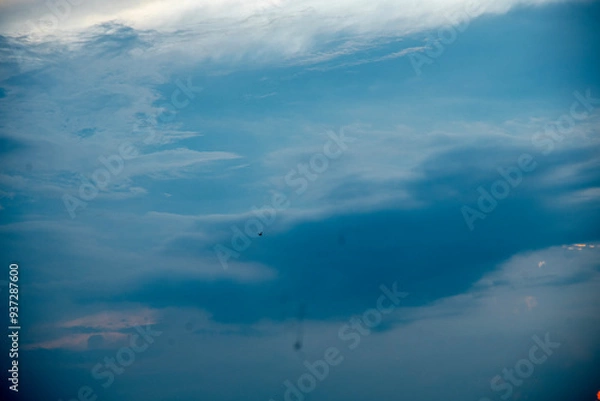 Fototapeta Vibrant color panoramic sun rise and sun set sky with cloud on a cloudy day.