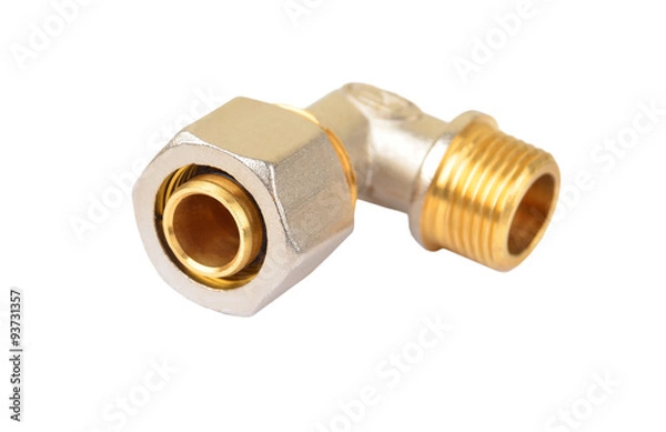 Obraz Angle plumbing fitting, isolated on white background