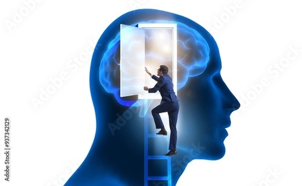 Obraz Businessman opening door to artificial intelligence