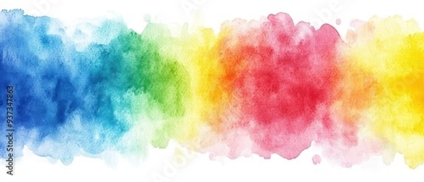 Fototapeta Vibrant watercolor splash in a rainbow of colors, perfect for creative projects, backgrounds, and artistic designs.