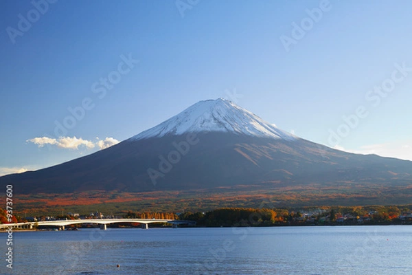 Fototapeta 富士山と紅葉と河口湖