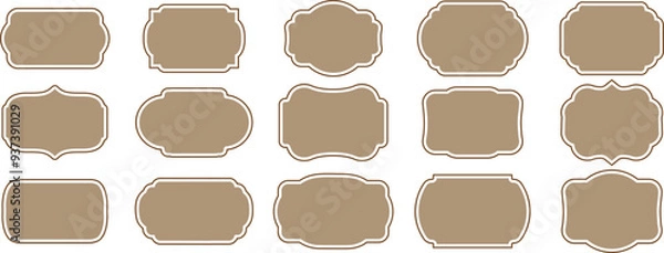Fototapeta Ornamental label frames. set of luxury vintage frames, collection of retro labels, Royal wedding insignia, sale sticker or invitation card. Isolated vector symbols