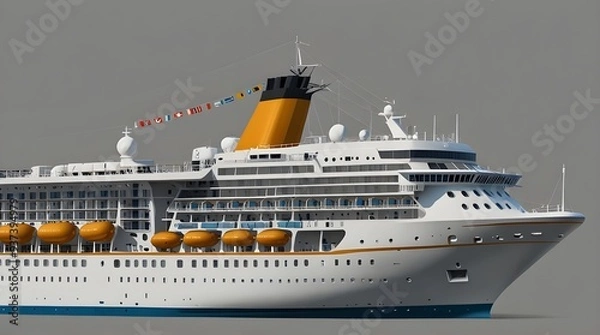 Fototapeta cruise liner side view isolated on white. generative.ai