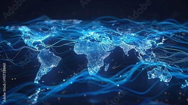 Fototapeta Abstract World Map Representing Global Networking and Connectivity