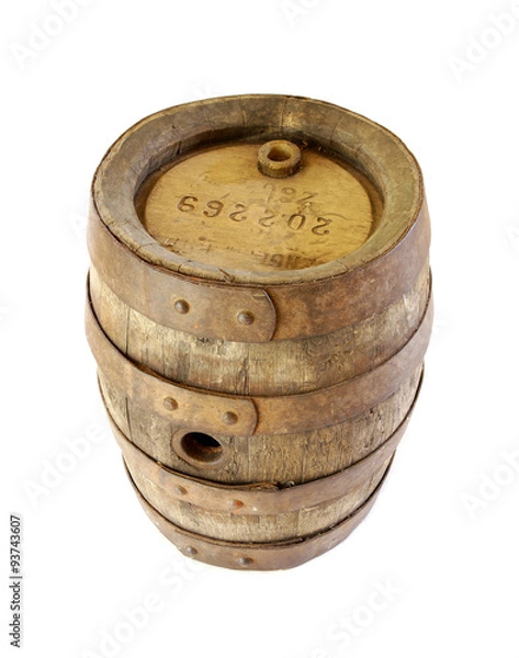Obraz very old vintage oak wooden beer barrel in perfect condition
