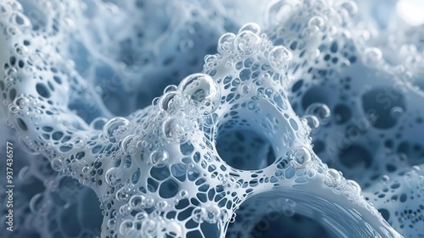 Fototapeta Detailed bubble mix, forming intricate organic shapes, playful and complex, 3D render