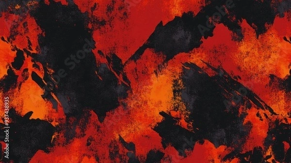 Fototapeta Abstract fiery texture in red, orange, and black, resembling volcanic activity or flames.