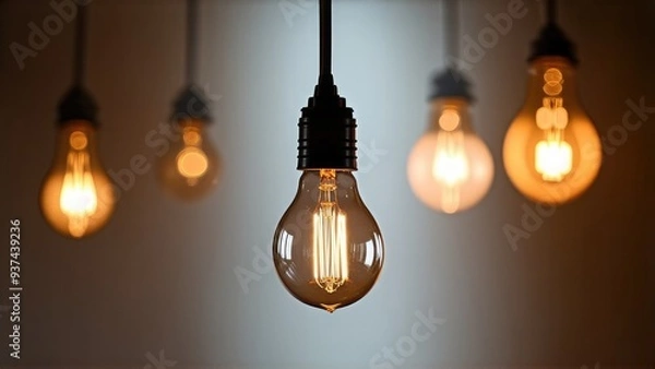 Fototapeta light bulb on a background of blurred light bulbs