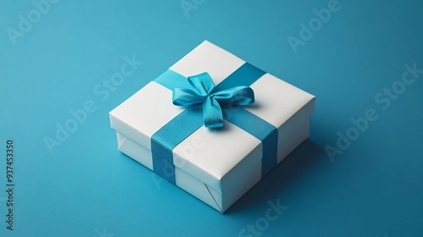 Fototapeta A sleek, modern gift box with a minimalist design, isolated on a bright, clean background with sharp contrasts