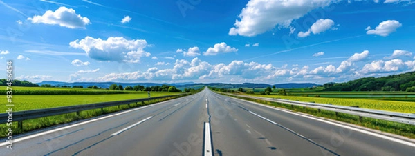 Obraz an empty german highway in summer with a guardrail in the middle
