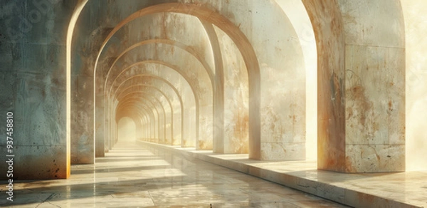 Fototapeta desert road dreamscape photography 3d concept art/photography, in the style of dark white and light gold, 8k resolution, vienna secession