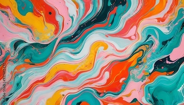 Fototapeta カラフルな大理石パターン 模様 colorful marble pattern back ground image