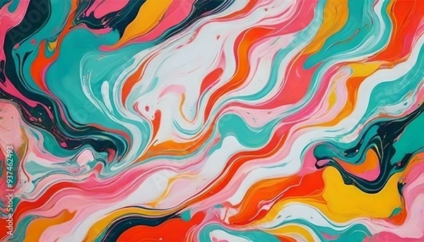 Fototapeta カラフルな大理石パターン 模様 colorful marble pattern back ground image