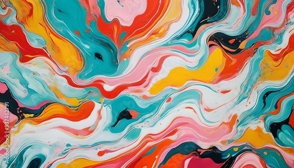 Fototapeta カラフルな大理石パターン 模様 colorful marble pattern back ground image