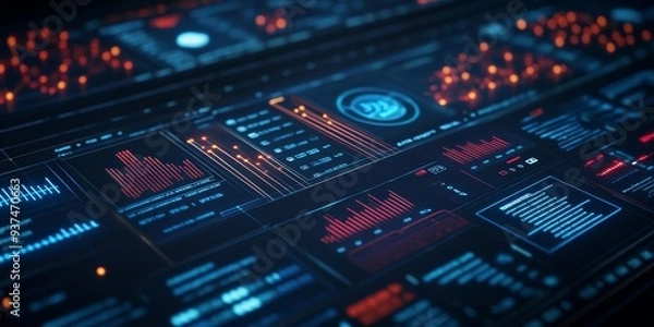 Fototapeta a cognitive computing dashboard, real-time data analysis and AI-driven insights, advanced decision-making technology