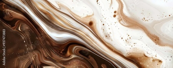 Obraz Unique abstract patterns from milk and coffee swirls, organic and calm, digital illustration