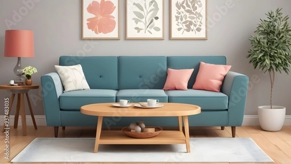 Fototapeta living room sofa photo,illustration.