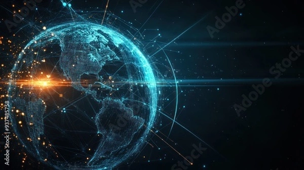 Obraz Futuristic Global Internet Connection Network.