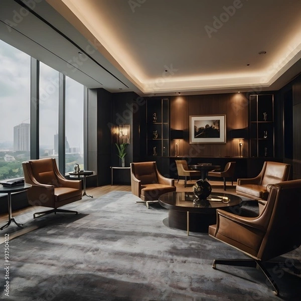 Obraz Luxury business meeting and working room in executive and office space interior