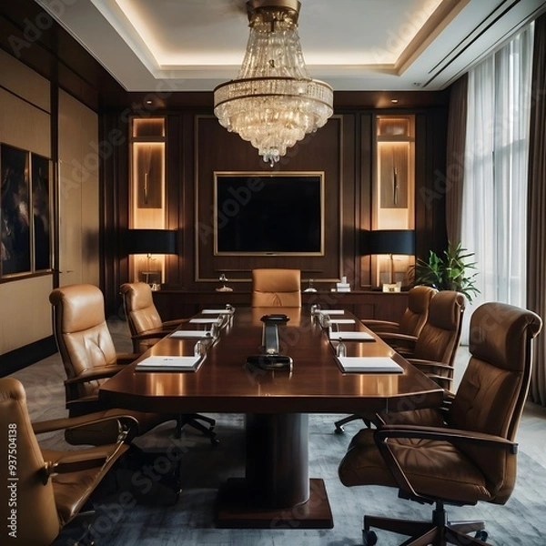 Obraz Luxury business meeting and working room in executive and office space interior