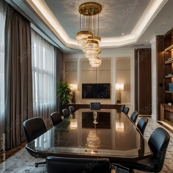 Obraz Luxury business meeting and working room in executive and office space interior