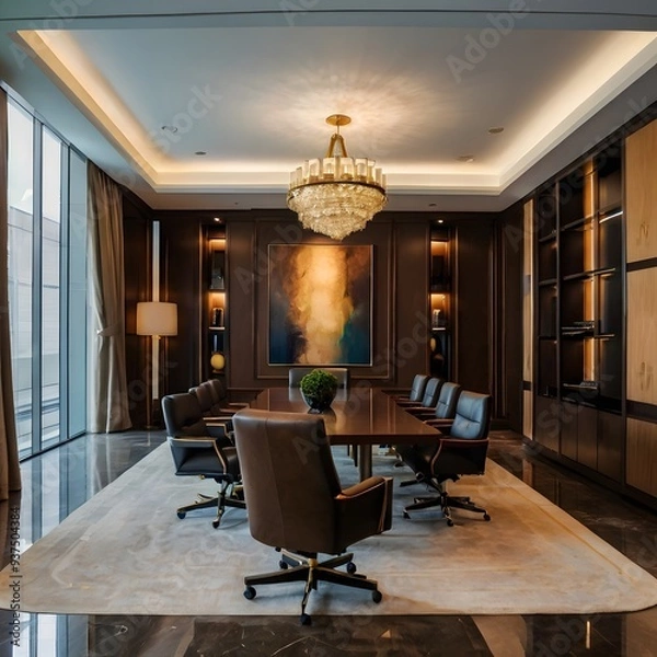 Obraz Luxury business meeting and working room in executive and office space interior