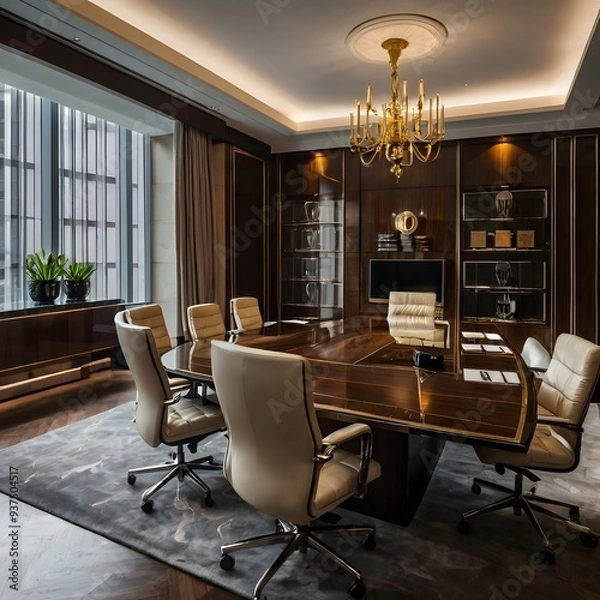 Obraz Luxury business meeting and working room in executive and office space interior