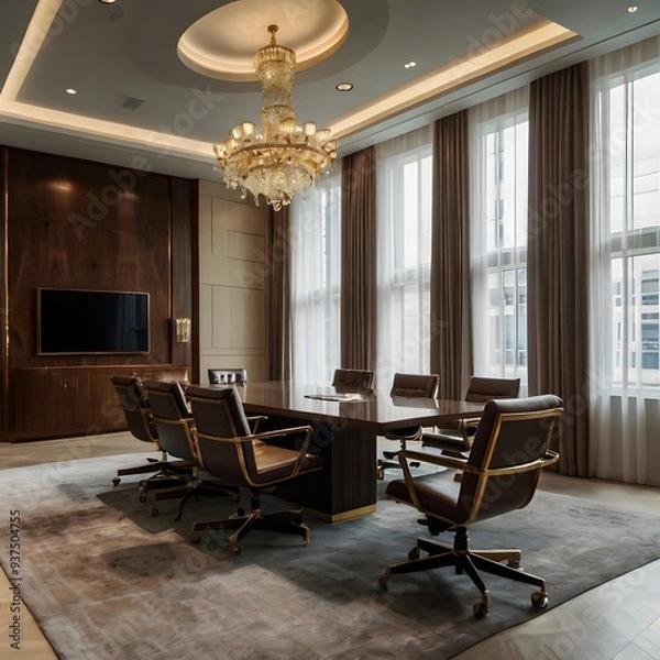 Obraz Luxury business meeting and working room in executive and office space interior
