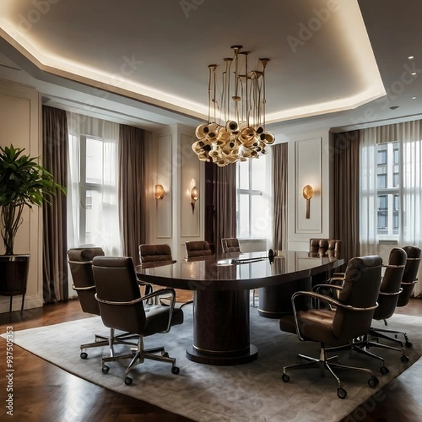 Obraz Luxury business meeting and working room in executive and office space interior