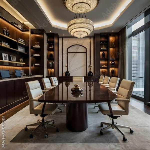 Obraz Luxury business meeting and working room in executive and office space interior