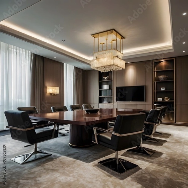 Obraz Luxury business meeting and working room in executive and office space interior