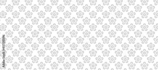 Obraz Seamless pattern with grey flowers in the white background