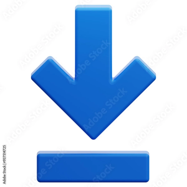 Obraz download down blue arrow 3d illustration