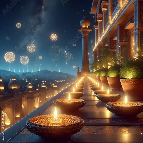 Obraz A Balcony of Light: Celebrating Dhanteras