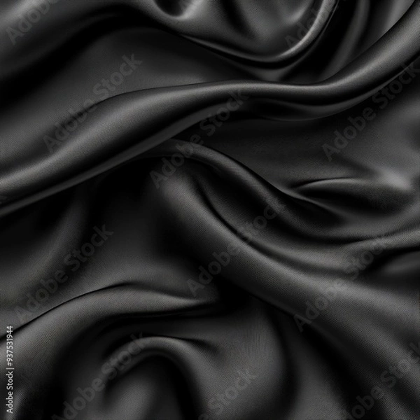 Obraz Luxurious Black Fabric Texture with Elegant Folds