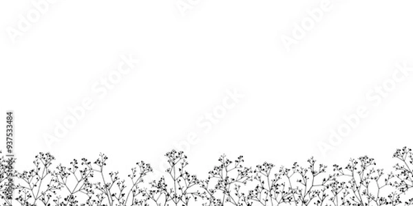 Obraz かすみ草のシルエットフレーム⑤黒_下部