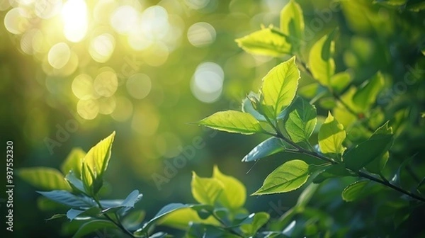 Fototapeta Sunlight Filtering Through Green Leaves