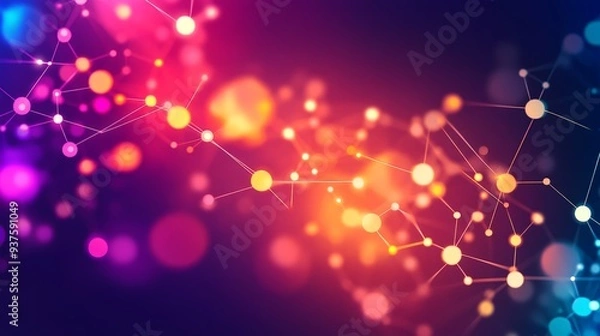 Fototapeta Abstract Network Connection with Glowing Nodes.