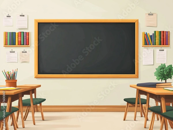 Fototapeta Blank blackboard in flat style.