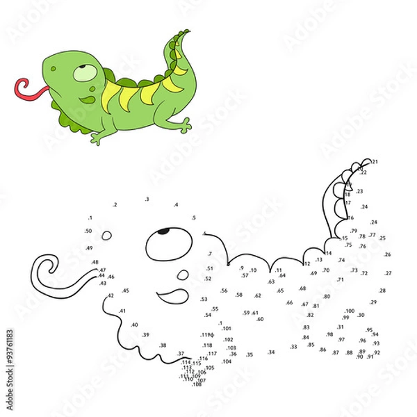 Obraz Connect the dots game iguana vector illustration